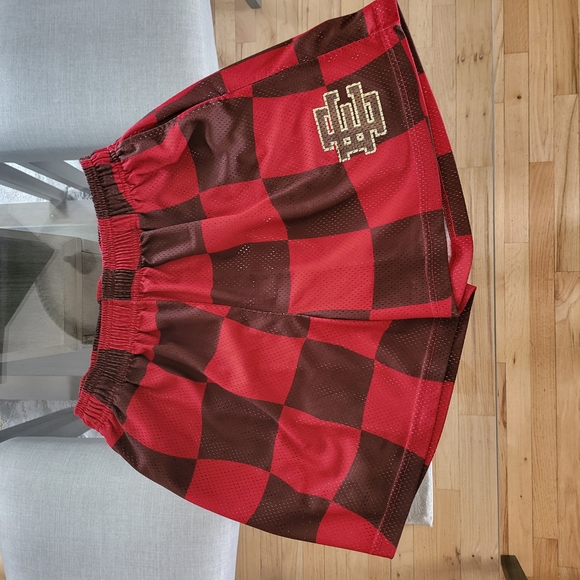 Eric Emanuel Red and Brown "Freddy Kruger"  RARE Checkered Shorts - Picture 1 of 4